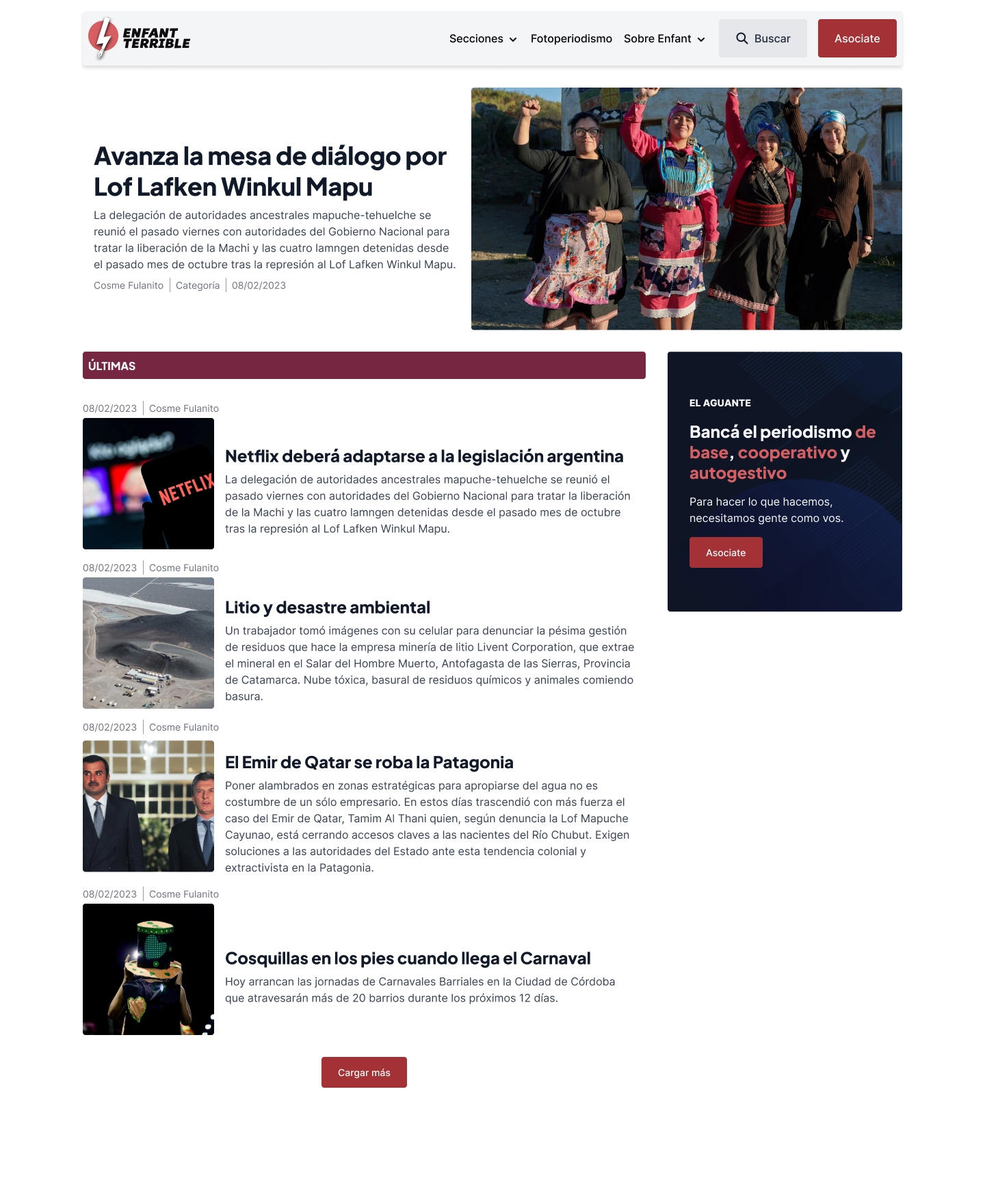 Iteración de la página de inicio